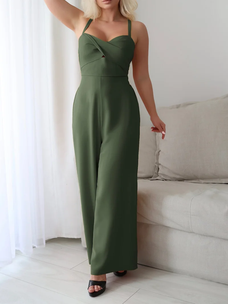 Outzidr  Olive Sweetheart Neckline Jumpsuit for Women | Best Price UAE
